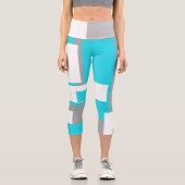 Leggings Capri blocs turquoise, gris et blanc (Recto)