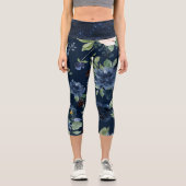 Leggings Capri Blooms Chics | Dark Navy Blue and Blush Shimmer (Recto)