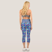 Leggings Capri Blue Abstrait Cavalier Spaniel Design, (Verso)