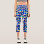 Leggings Capri Blue Abstrait Cavalier Spaniel Design, (Recto)
