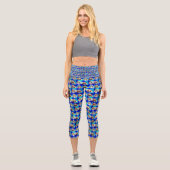 Leggings Capri Blue Abstrait Cavalier Spaniel Design, (Recto)