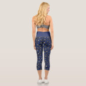 Leggings Capri Blue Cheetah Pattern Modern Glitter (Verso)
