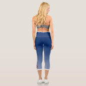 Leggings Capri Blue Color Gradient with Laos Flag (Verso)