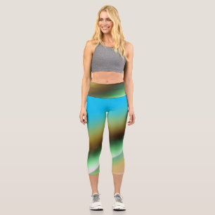 Leggings Capri Blue green rainbow abstract texture pattern art t