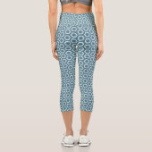 Leggings Capri Blue Grey Hexagon Geometric Pattern (Verso)