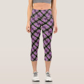 Leggings Capri Blue Hydrangea Petals Motif d'art Abstrait (Recto)