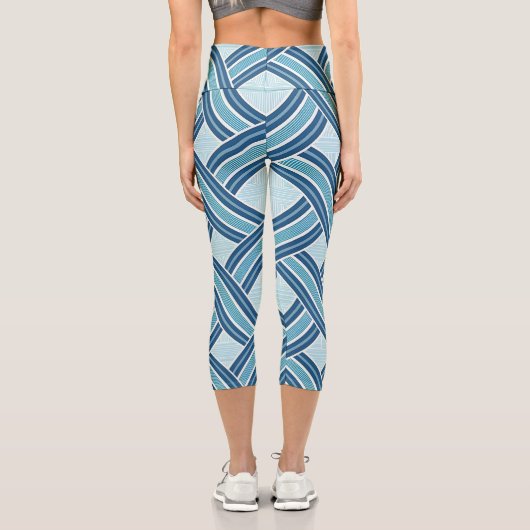Leggings Capri Blue Lines Pattern (Verso)