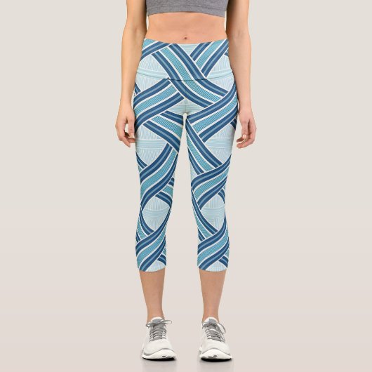 Leggings Capri Blue Lines Pattern (Recto)