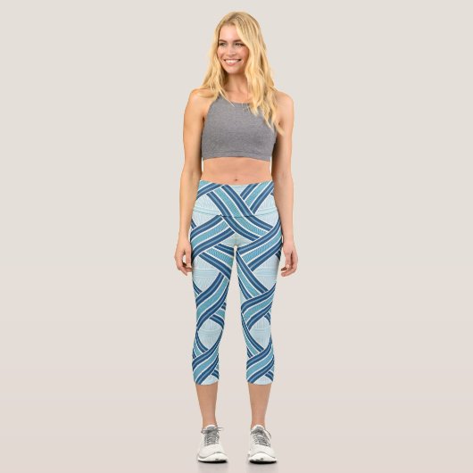 Leggings Capri Blue Lines Pattern (Recto)