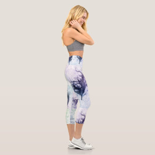 Leggings Capri Blue Purple Feather Lite