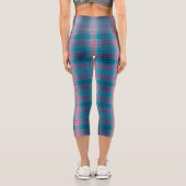 Leggings Capri Blue Teal Pink Tartan Pattern (Verso)