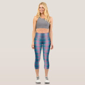 Leggings Capri Blue Teal Pink Tartan Pattern (Recto)