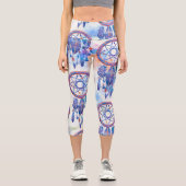 Leggings Capri Blue Watercolor Dreamcatcher Modern Boho (Recto)