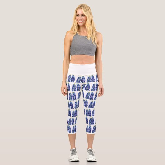Leggings Capri Bluebonnets Texas Flowers Fleur sauvage Aquarelle (Recto)