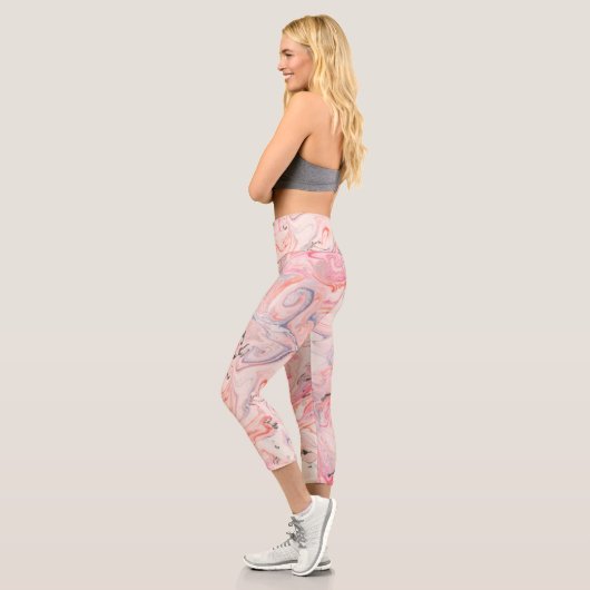 Leggings Capri Blush rose, gris et marbrage violet (Gauche)