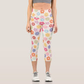 Leggings Capri Boho 70's Retro Daisy Flowers (Recto)