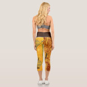 Leggings Capri Boho Batik Earth Tones Design (Verso)