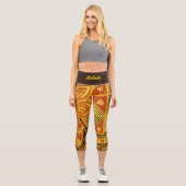 Leggings Capri Boho Batik Earth Tones Design (Recto)