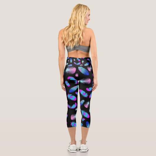 LEGGINGS CAPRI BOHO BLUE ROSE MOTIF (Verso)