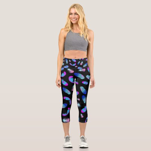 LEGGINGS CAPRI BOHO BLUE ROSE MOTIF (Recto)