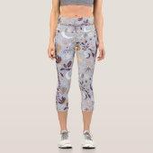 Leggings Capri Boho Chic Lune Jardin - Bleus Ethéal & Violet (Recto)