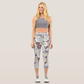 Leggings Capri Boho Chic Lunes Enchantées - Blues Douces & Éthéré (Recto)