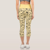 Leggings Capri Boho Été Floral Miel Abeille Motif Jaune mignonne (Verso)