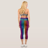Leggings Capri Boho Mandala Fleur arc-en-ciel et feuille (Verso)