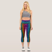 Leggings Capri Boho Mandala Fleur arc-en-ciel et feuille (Recto)
