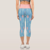 Leggings Capri Boho Rose Blanc Flèche Fond Bleu (Verso)