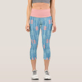 Leggings Capri Boho Rose Blanc Flèche Fond Bleu (Recto)