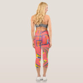 Leggings Capri Boho star Chic moderne moyen siècle rose (Verso)