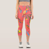 Leggings Capri Boho star Chic moderne moyen siècle rose (Recto)