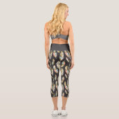 Leggings Capri Boho Style Plumes Motif (Verso)