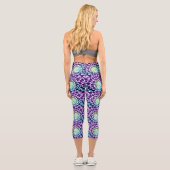 Leggings Capri Boho violet vert Turquoise Cravate-Motif (Verso)