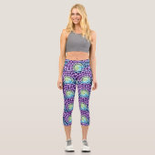 Leggings Capri Boho violet vert Turquoise Cravate-Motif (Recto)