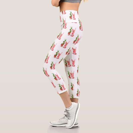 Leggings Capri Boisson fraise fraîche Jambes amusantes (Gauche)