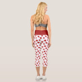 Leggings Capri Boîtes cadeaux de Noël blanc et rouge Motif haut (Verso)