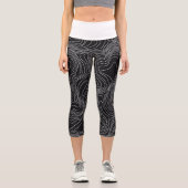 Leggings Capri Bold Black and White Topographic Art 🖤 (Recto)