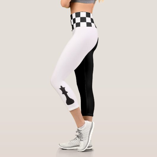 Leggings Capri Bold Chess Queen Chess Board Yoga (Gauche)