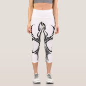 Leggings Capri Bold Tribal Pattern Black Ink Graphic (Recto)
