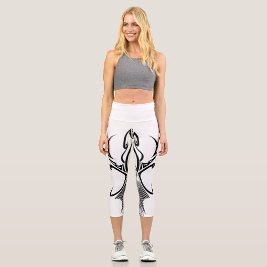 Leggings Capri Bold Tribal Pattern Black Ink Graphic (Recto)