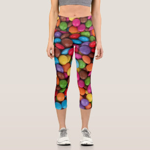 Leggings Capri Bonbons colorés, Boutons de bonbons, Sucres, Nourr