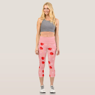 Leggings Capri bonbons rouges de noël pommes rose