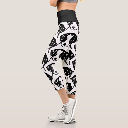 Leggings Capri Bordure Collie Chien chiot (Gauche)