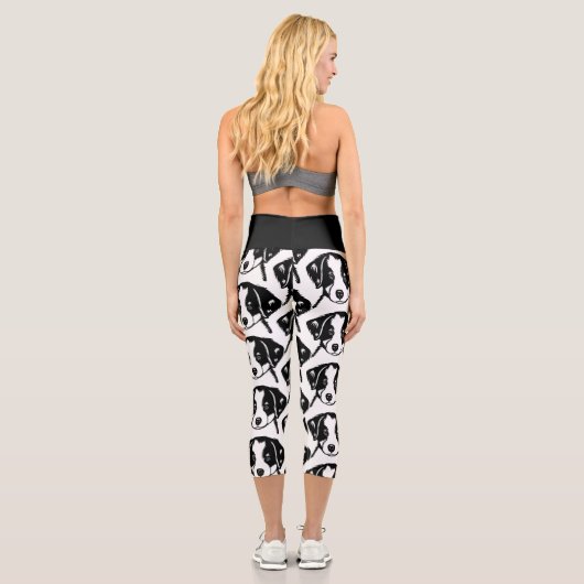 Leggings Capri Bordure Collie Chien chiot (Verso)