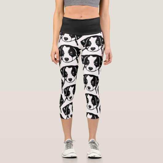 Leggings Capri Bordure Collie Chien chiot (Recto)