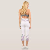 Leggings Capri Bordure de fleurs d'aquarelle en blanc (Verso)
