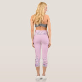 Leggings Capri Bordure de fleurs d'aquarelle rose (Verso)