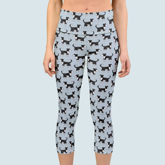 Leggings Capri Bordure mignonne galloise Collie Cheep Chien Motif